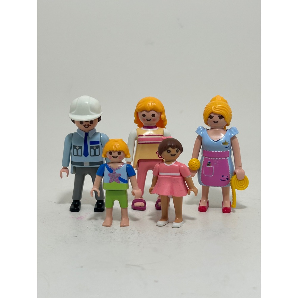 Playmobil Family Figure Lot Construction Worker Baker Mother Children 5pc‎ Set